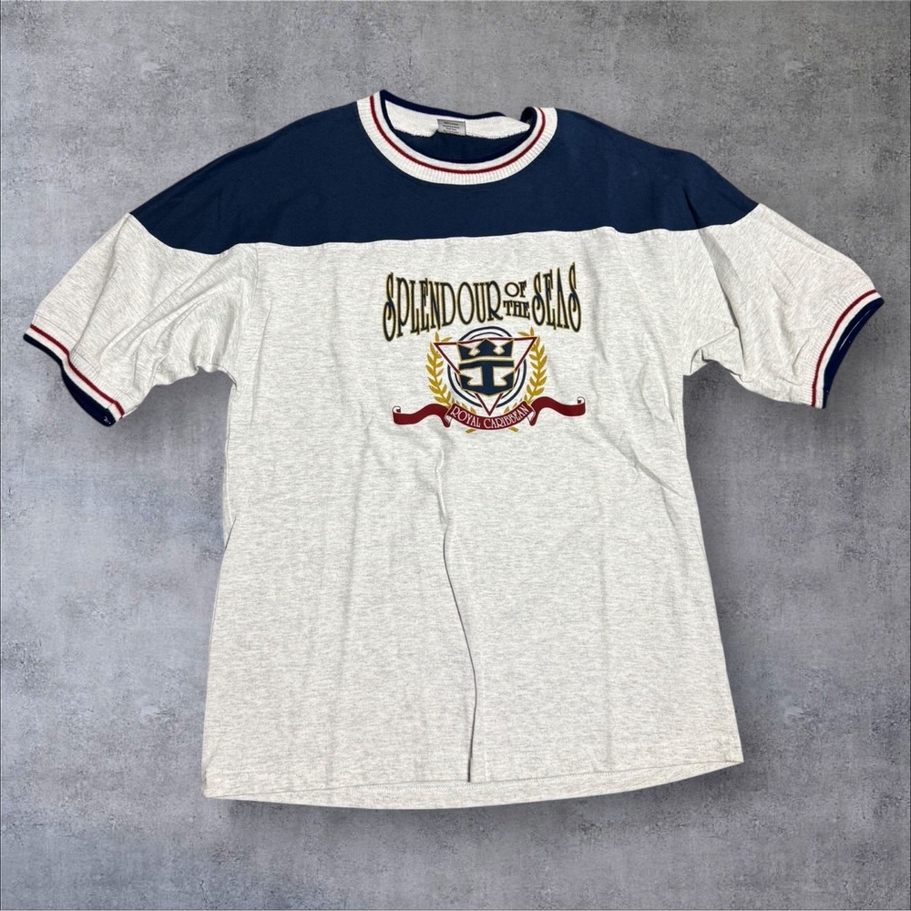 Vintage Colorblock Royal Carribean Crew Neck‎ T Shirt L XL Splendor Of The Seas